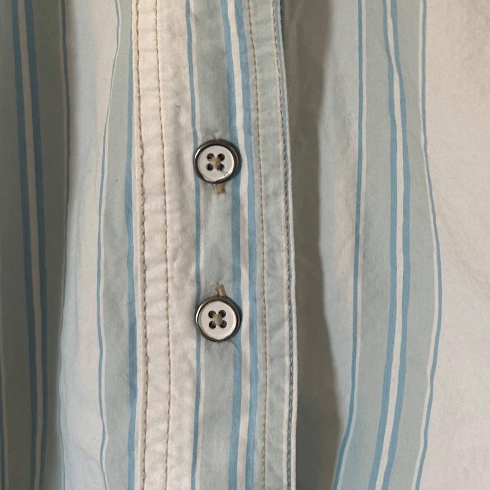 We The Free Button Down Striped Light Blue White Kelia Trapeze Boho Shirt Medium - Picture 11 of 16